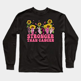 Breast Cancer Awareness Stronger Than Cancer Pink Ribbon Long Sleeve T-Shirt